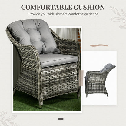 Viviel 6 Seater Grey Rattan Garden Dining Set With Cushioned Seating
