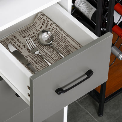 Saseve Wooden Grey Modern Kitchen Cupboard With 3 Drawers And OFauxn Counter