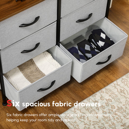 Hava Metal And Fabric Grey 6 Drawer Industrial Storage Chest With Steel Frame