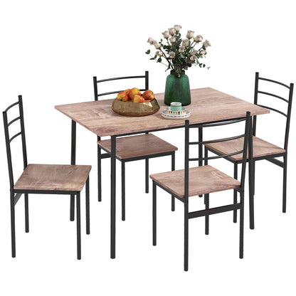 Kaloro Metal And Wooden Black 5 Piece Space Saving Dining Table And Chair Set