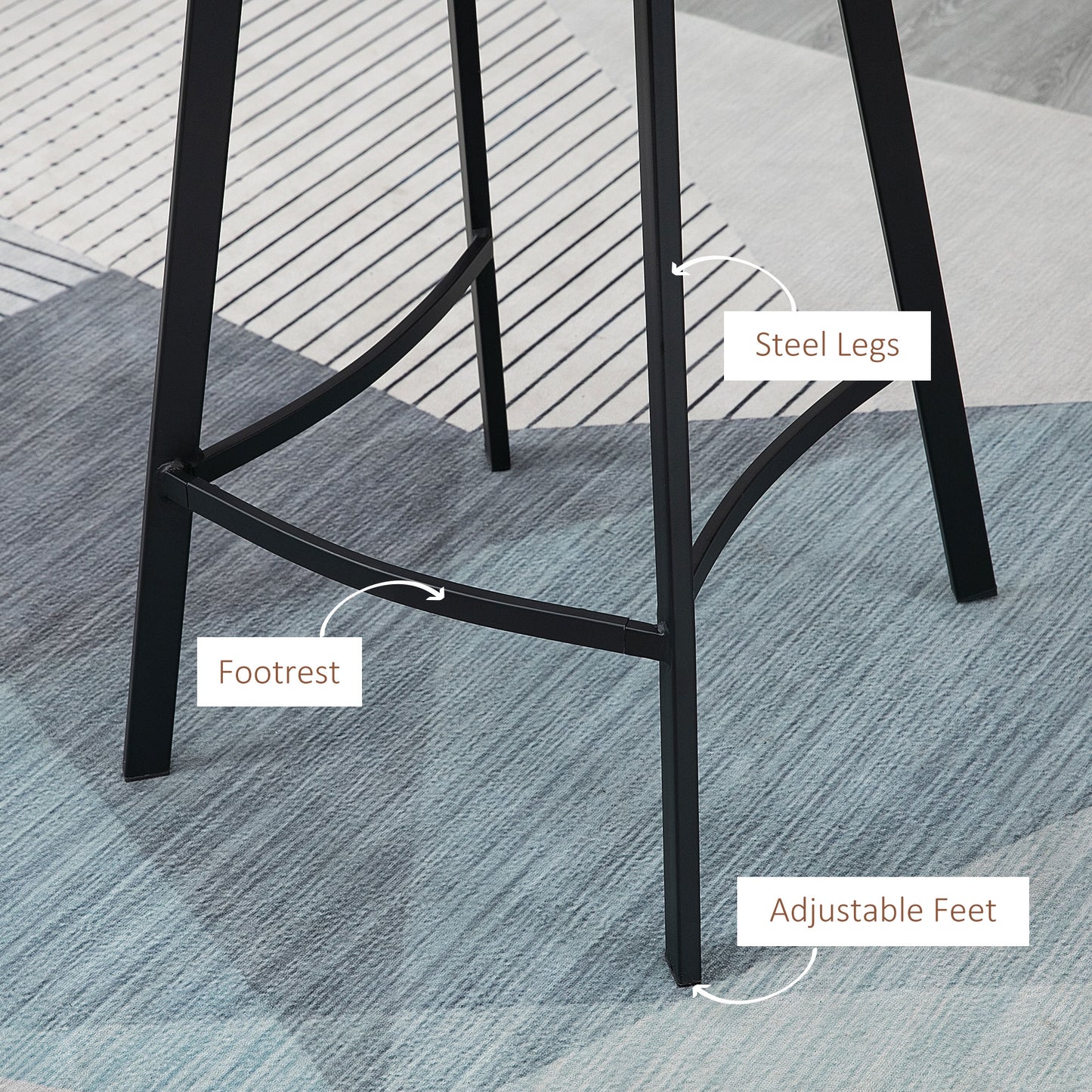 Lilu Dilu Set Of 2 Brown Kitchen Bar Stools With Fixed H8 And Reinforced Frame