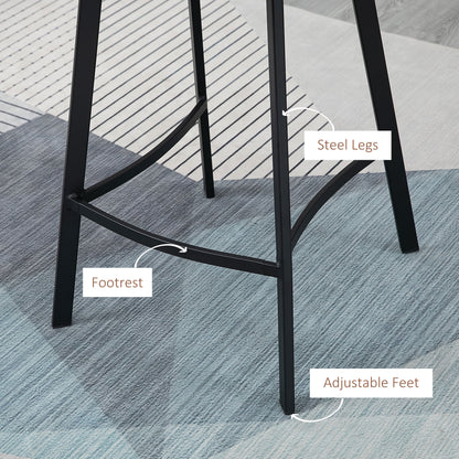 Lilu Dilu Set Of 2 Brown Kitchen Bar Stools With Fixed H8 And Reinforced Frame