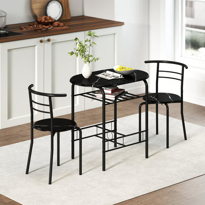 Tolo Black Compact 3 Piece Dining Table And Chair Set