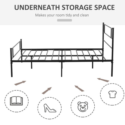 Faso 5FT King Size Metal Bed Frame with Headboard and Footboard