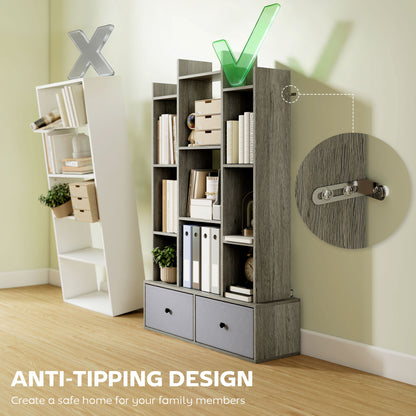 Rive Keba Wooden Graphite Wood Effect 12 Compartment Storage Unit With Drawers