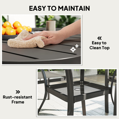 Rava 4 Seater Grey Mesh Outdoor Garden Dining Set with 4 Stackable Chairs