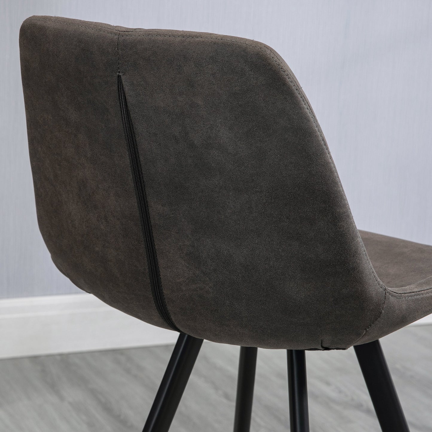 Vimivevi Microfiber Dark Grey Quilted Tub Bar Chairs Set Of 2 With Padded Seat And Footrest