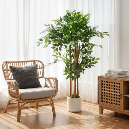 Rokalo Artificial Ficus Style Tree With Solid Trunk Detail In Pot 120cm Green