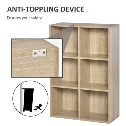 Nafino Ledi Wood Oak Effect 6 Cube Storage Bookcase
