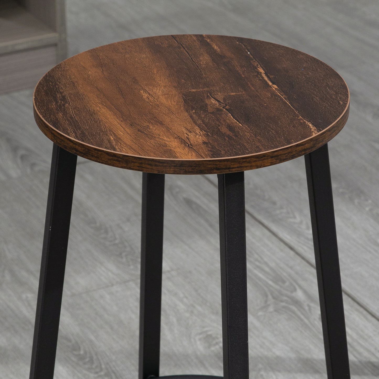 Kabato Metal And Wood Rustic Brown Industrial Bar Stools Set Of 2 With Footrest