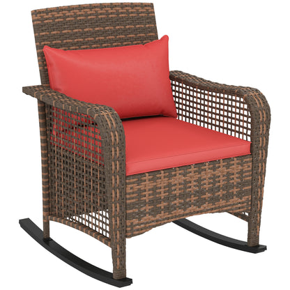 Ninatti Brown Rattan Red Cushions Outdoor Rocking Arcmhair