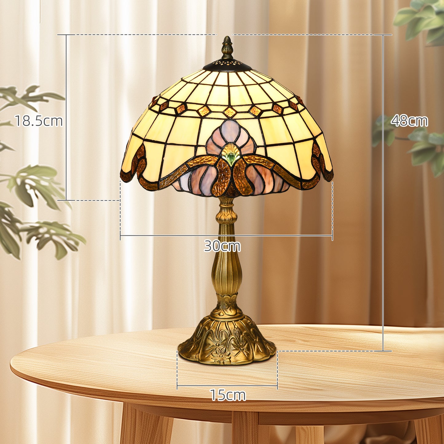 Noka Glass And Metal Multi Colour Handcrafted Stained Glass Table Lamp