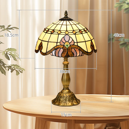 Noka Glass And Metal Multi Colour Handcrafted Stained Glass Table Lamp
