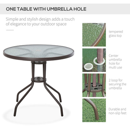Jattare 4 Seater Metal and Mesh Cream Garden Dining Set With Parasol Folding Chairs And Glass Table