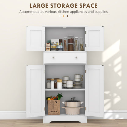 Elne Vael Wooden White Freestanding Multi Storage Kitchen Cabinet