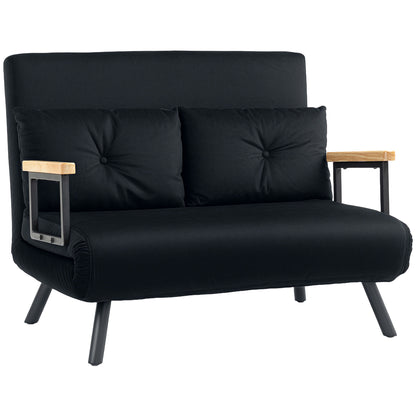 Tarico Black 4 In One Convertible Double Sofa Bed With Cushions