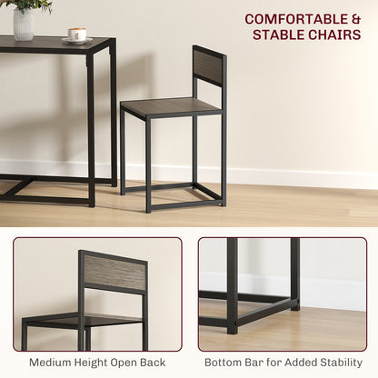 Zikeba Wooden Grey Wood Effect Compact Dining Table And Chair Set