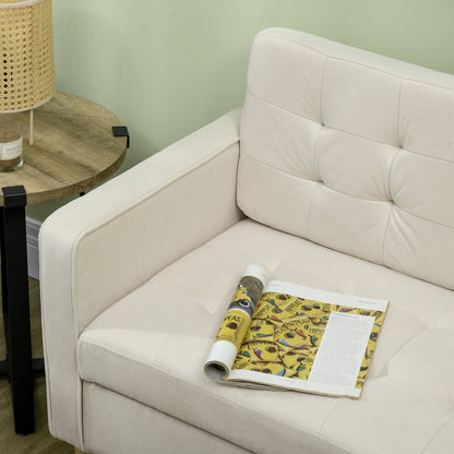 Motono Off White Compact 2 Seater Sofa With Hidden Storage Tufted Seat