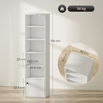 Vari Wooden White Tall 6 Tier Bookcase H8 156 cm