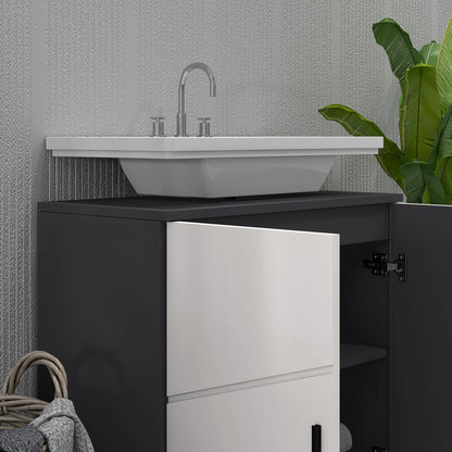 Vipa Luve Light Grey Under Sink Vanity Cabinet With Double Doors Adjustable Shelving And U Cut Out