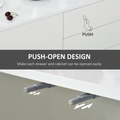 Talu High Gloss White Large Sideboard With 2 Drawers And Double Cabinets