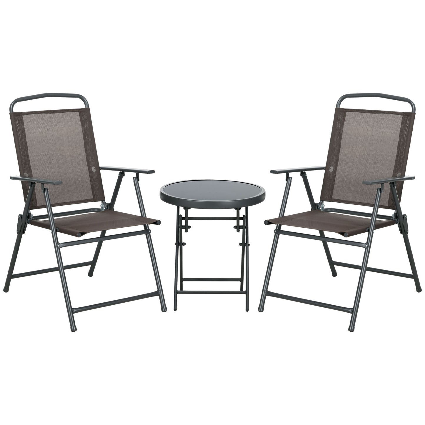 Lepa Tara Glass And Metal Brown 3 Piece Garden Seating Set With Table And Chairs