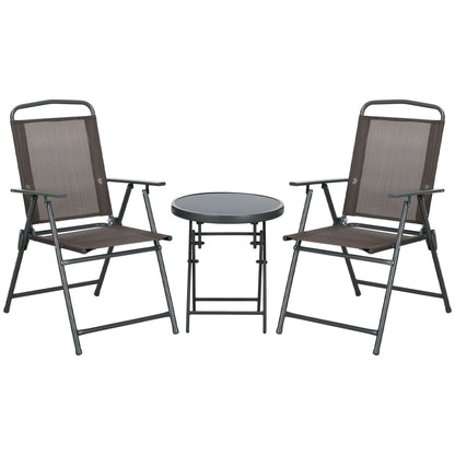 Lepa Tara Glass And Metal Brown 3 Piece Garden Seating Set With Table And Chairs