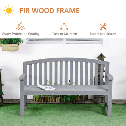 Tola 143cm Grey Wood 2 Seater Garden Bench With Armrests Slatted Frame