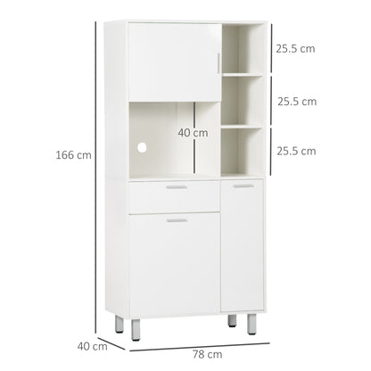 Toviha 166cm Wooden White Modern Kitchen Cabinet With Shelves Drawer And Open Counter