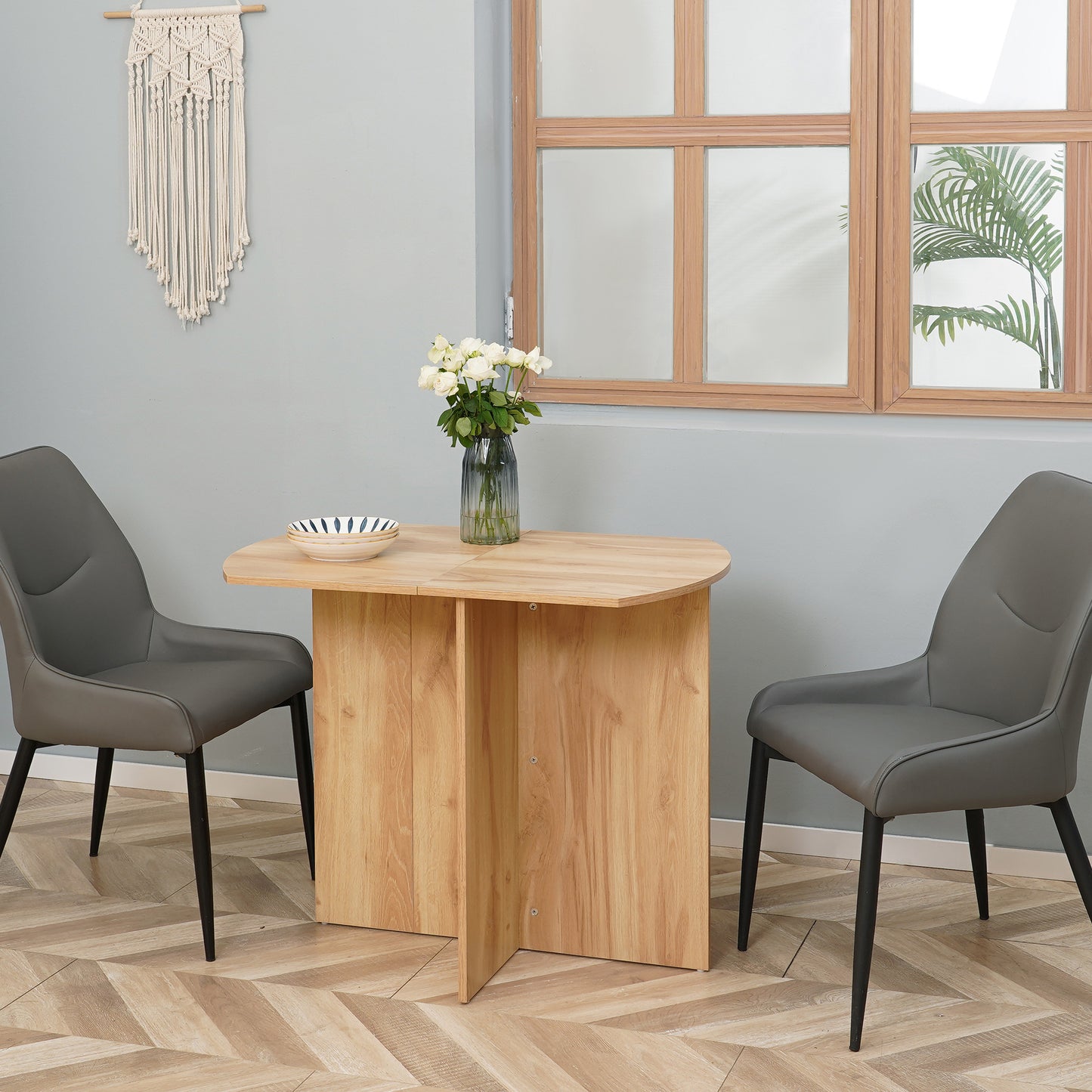 Mosusa Wooden Wood Effect Drop Leaf Dining Table For 4