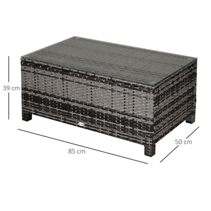 Lolifi Grey Rattan Outdoor Coffee Table With Glass Top