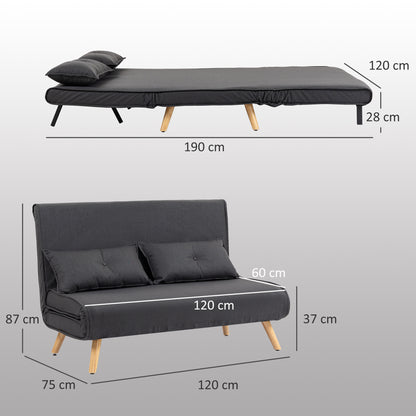 Faroco Linen Look Charcoal Grey 2 Seater Sofa Bed