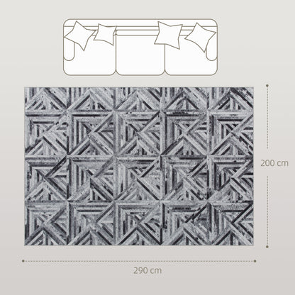 Lufana 290 x 200cm Chenille Black Triangle Pattern Non Slip Rug