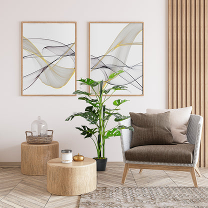 Doka Large Artificial Monstera Style Tree With 21 Leaves In Decorative Pot