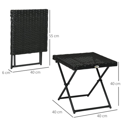 Kenila Natural Rattan Square Folding Garden Bistro Side Table