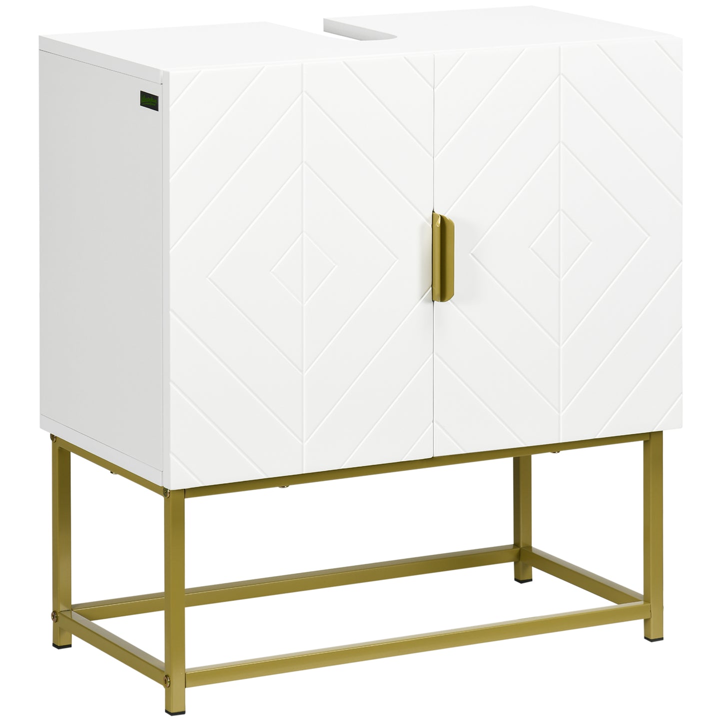 Fimiro Bathroom Mirror Storage Cabinet With Under Sink Cupboard And Gold Tone Legs