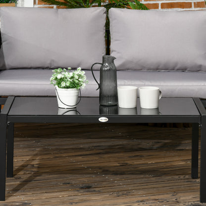 Vafa 4 Seater Brown Rattan Rope Garden Furniture Set woth Tempered Glass Coffee Table Sofa and 2 Armchairs