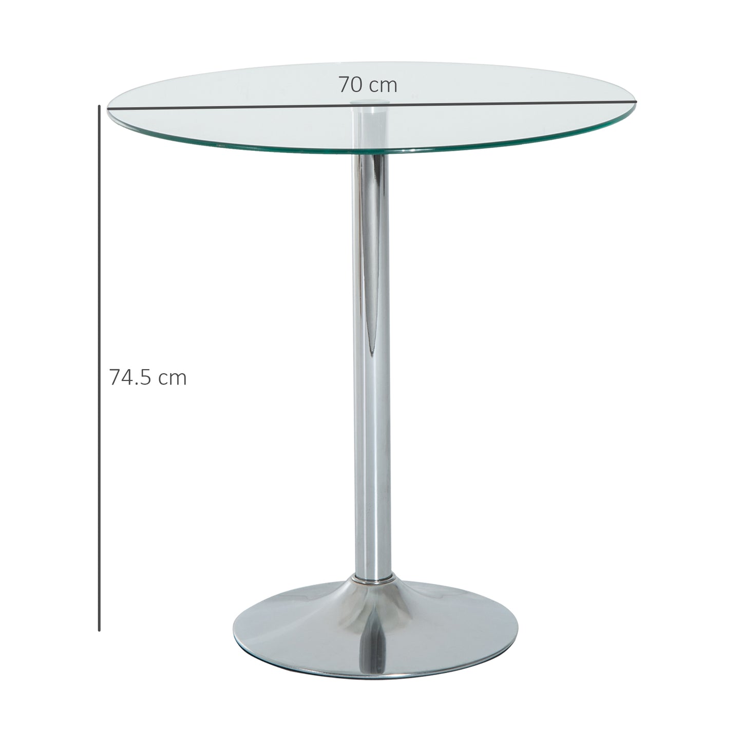 Diliha Metal And Glass Clear Round Dining Table With Steel Base For Compact Spaces