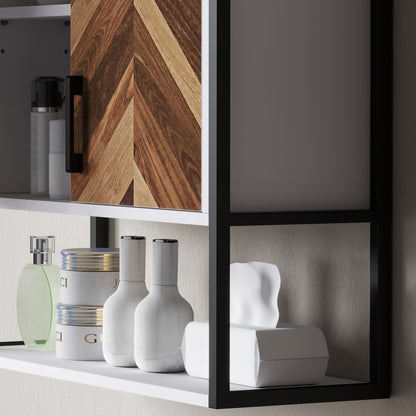 Ranira Wall Mounted Bathroom Medicine Cabinet With Adjustable Shelves Walnut Finish