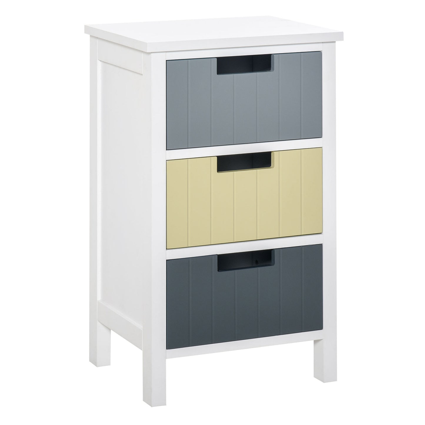 Vicoma Multicolour Wooden Neutral Finish 3 Drawer Storage Tower With Wood Top