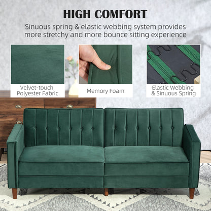 Babano Forrest Green Velvet 3 Seater Convertible Sofa Bed
