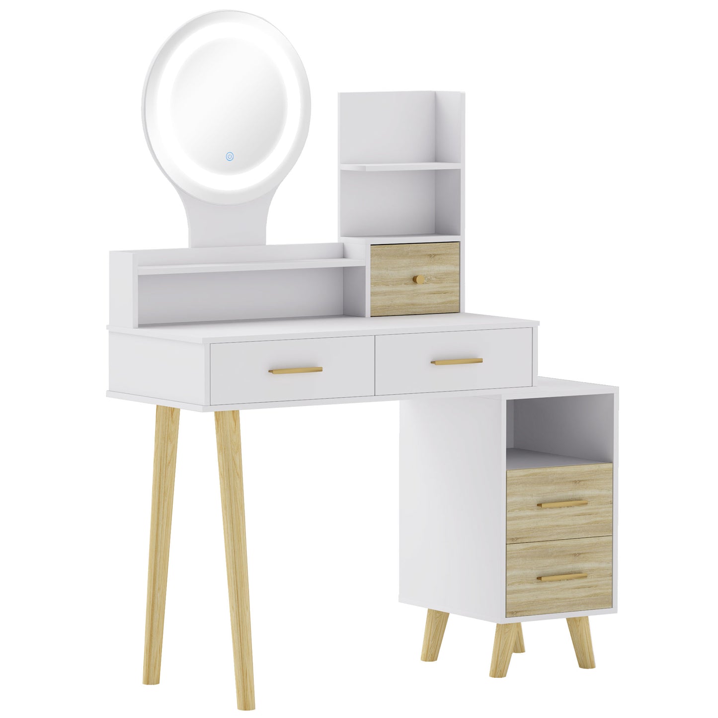Rilu White Elegant Dressing Table With Integrated Storage Space