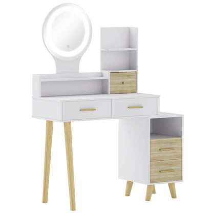 Rilu White Elegant Dressing Table With Integrated Storage Space
