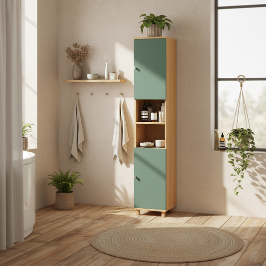 Vemale Bathroom Storage Cabinet With Adjustable And OFauxn Shelving Green