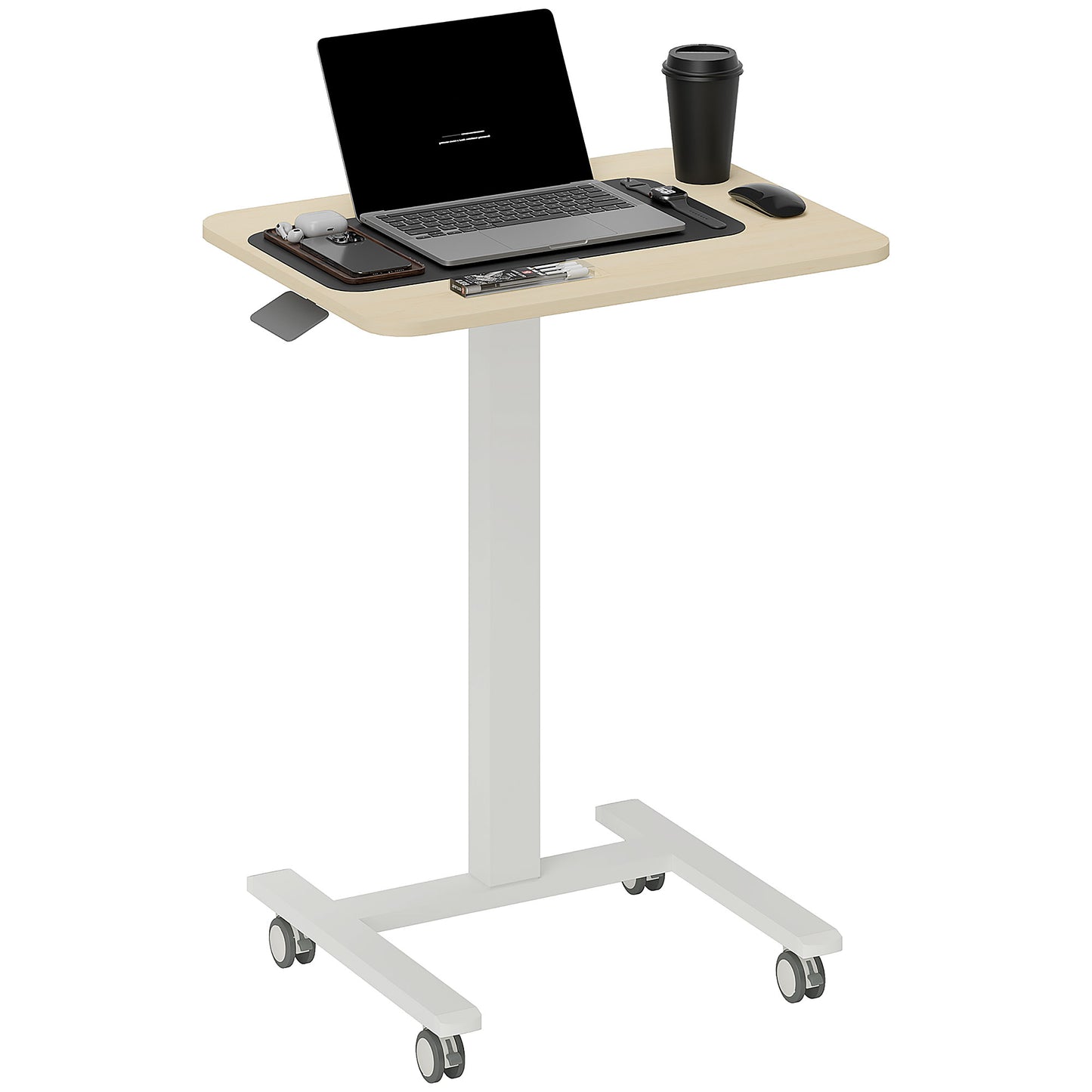 Coviro Small 65cm White And Wood Effect Desk Adjustable Height