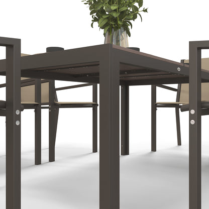 Basoli 6 Seater Cream Garden Dining Set With Brown Rectangular Table