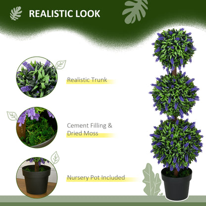 Lazi Set Of 2 Artificial Lavender Ball Trees In Decorative Pots H8 110cm
