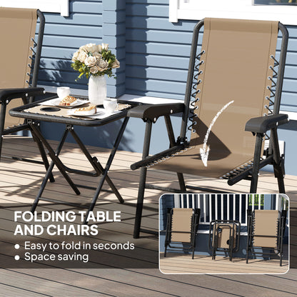 Fihake Metal Khaki Cream 3 Piece Garden Bistro Table And Chair Set