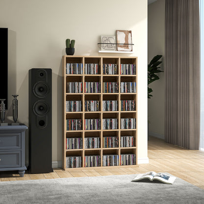 Sufato Wood Natural Finish Adjustable CD Storage Cabinet 89 x 130.5 cm