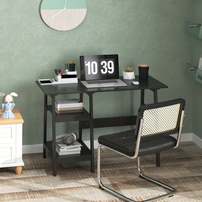 Talake  106cm Black Compact Study Desk With Bookshelf Storage